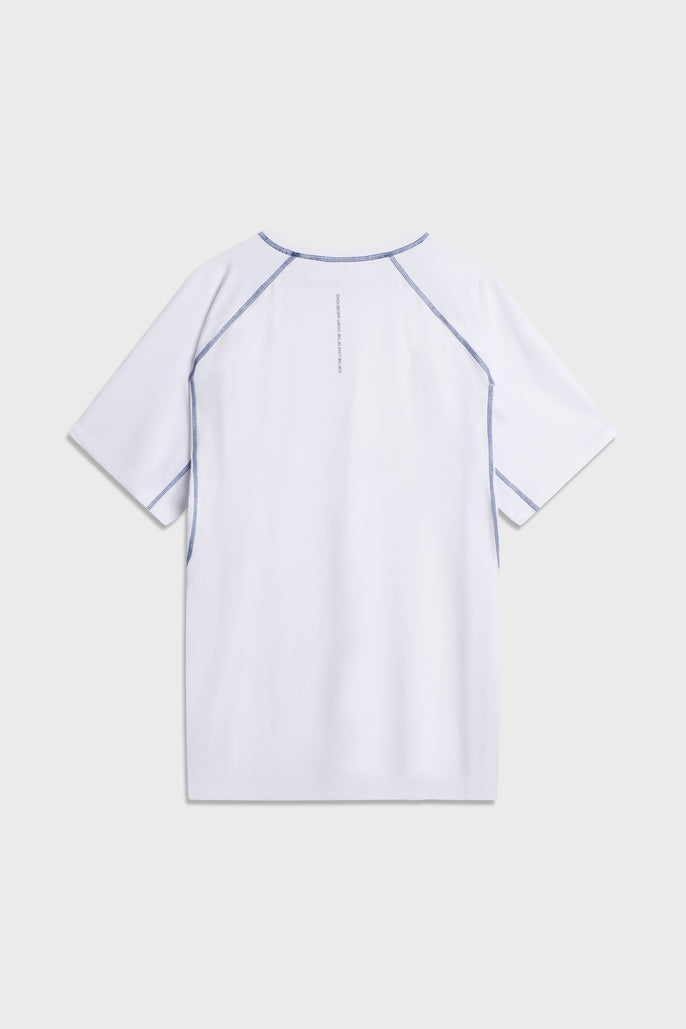 The white TIOTIO Performance Tee photographed flat, back